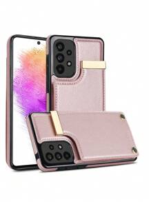 與三星兼容星系A12A13A14A20A30A50A51A52A53A54A70A714GA735G奢華皮革手機殼帶插卡槽支架覆蓋 - 玫瑰金 - 查看 2
