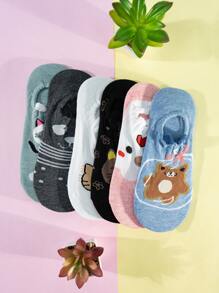 12 pares de calcetines invisibles, tines con orejitas para juveniles super suaves y cómodas. - transparente - Ver 3