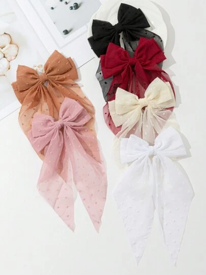 6个网状丝带小蝴蝶结发夹可爱花朵发夹情人节爪夹发卡，适合上学、优雅、学院风、蝴蝶结、发饰