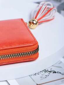 1pc Women's Orange Fashionable Pu Card Holder Wallet - Creative Design, Suitable For Daily Use And Carrying Out - Orange - View 7