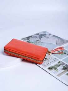 1pc Women's Orange Fashionable Pu Card Holder Wallet - Creative Design, Suitable For Daily Use And Carrying Out - Orange - View 9