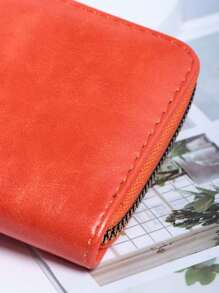 1pc Women's Orange Fashionable Pu Card Holder Wallet - Creative Design, Suitable For Daily Use And Carrying Out - Orange - View 6