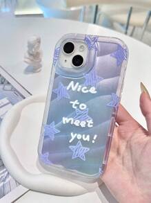 Water Ripple & Silver Star Pattern Phone Case - Multicolor - View 1