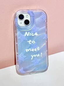 Water Ripple & Silver Star Pattern Phone Case - Multicolor - View 3