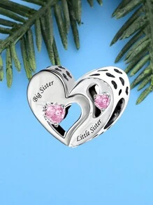 1 PC Đơn Giản Bạc 925 CZ Đính Hạt Trái Tim, Quà Tặng Sinh Nhật DIY Và Kỷ Niệm - Q3164-BL - Xem 3