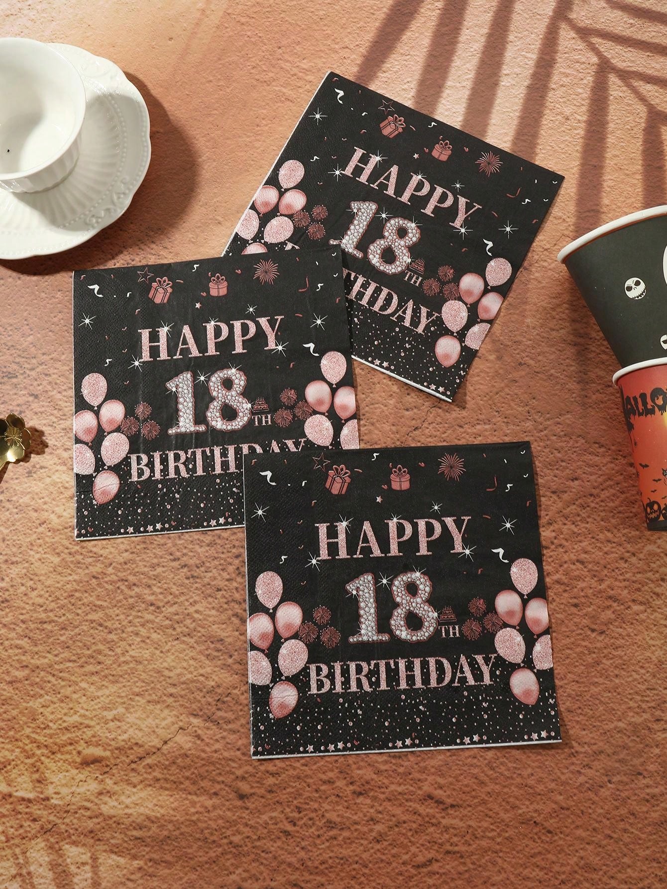 Decoration Anniversaire Décoration 18e Anniversaire Or Noir - 20 Serviettes 12 Lanternes 500 Confettis Décoration 18 Ans Or Noir