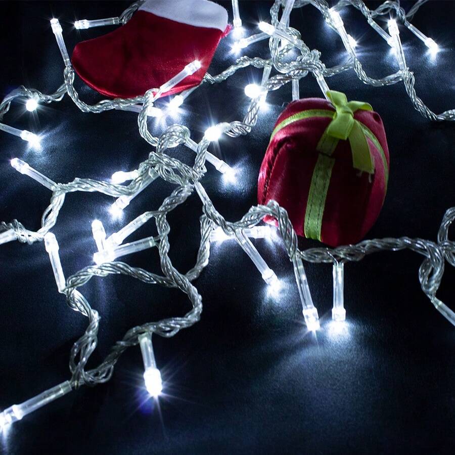 Christmas LED Light Series 140 LED Spotlights White Light Transparent Cable 6 Meters - White - View 1