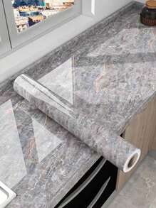 1 miếng dán tường chống thấm nước nhà bếp, bóc ra và dán bằng giấy nhôm, giấy tiếp xúc, tự dính, chống dầu, chịu nhiệt, miếng dán tường cho mặt bàn, ngăn kéo, kệ, miếng dán tường, miếng dán vinyl để trang trí nhà cửa, vật dụng trang trí mùa xuân, làm mới ngôi nhà của bạn, miếng dán trang trí lễ hội, quà tặng sinh nhật, tốt nghiệp - Xám - Xem 3