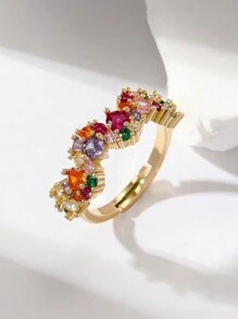 Hihho 1 chiếc nhẫn Rainbow Series có thể điều chỉnh được với đá Cubic Zirconia nhiều màu sắc cao cấp và được cá nhân hóa, nhiều kiểu dáng cho phái nữ thoải mái lựa chọn - Vàng - Xem 17