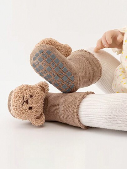 1 para Dziecko Animowany niedźwiedź Antypoślizgowe Skarpetki do chodzenia bez butów