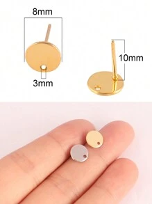 20 件不锈钢耳环配件几何圆形耳钉耳环柱适用于 DIY 耳环首饰制作配件 - 金黃色 - 查看 4