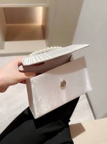 Moonlit EveBag Long lanh lấp lánh, Sáng bóng, quyến rũ, thanh lịch, tinh tế Túi ly hợp satin có thiết kế xếp li cổ điển dành cho nữ có tay cầm bằng ngọc trai giả, Túi dự tiệc tối có dây đeo, Túi đựng đồ ăn tối cho tiệc cưới, Túi dạ hội cho cô gái dự tiệc, Phụ nữ, Dành cho nữ Hoàn hảo cho bữa tiệc , Đám cưới, Vũ hội, Bữa tối / Tiệc, Món quà tốt nhất cho phụ nữ - Bạc - Xem 5