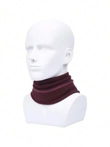 Sun Protective Anti UV 1pc Winter Windproof & Warm Drawstring Neck Gaiter For Skiing And Commute - Burgundy - View 10