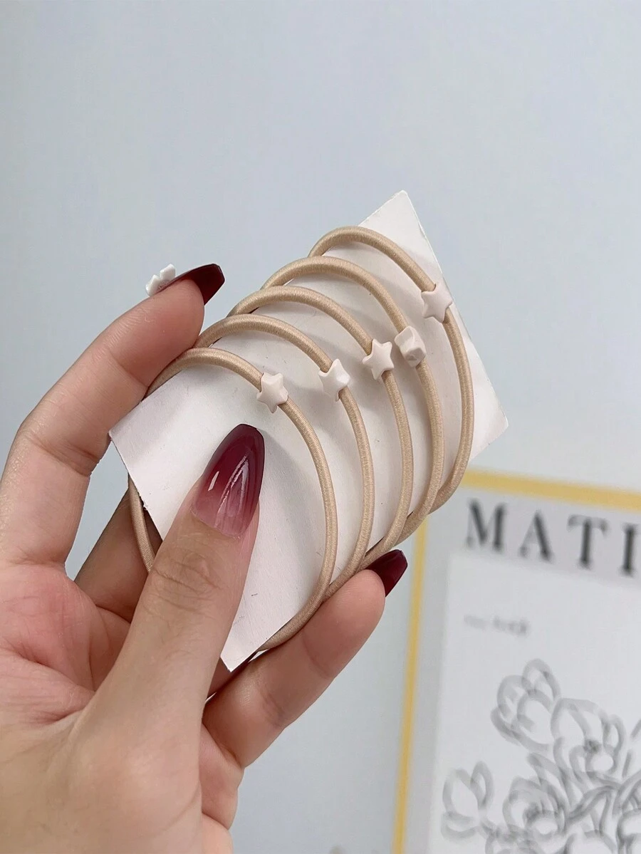 Rectangular Rubber Band High Elastic Hair Tie, Simple Style, All-match - Apricot - View 1