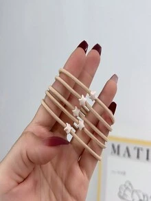 Rectangular Rubber Band High Elastic Hair Tie, Simple Style, All-match - Apricot - View 4