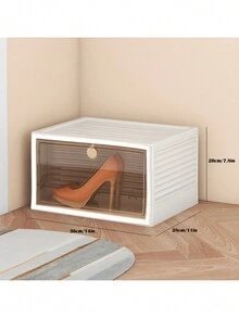 透明鞋盒,塑料加厚可折疊防塵收納容器,可堆疊組合 - 咖啡棕 - 查看 6