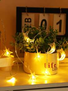 1 szt. 1,5/3/6 m 10/20/40 Led Star & Moon Fairy String Lights, ciepła biel, do biwakowania na zewnątrz, namiotu, pokoju, festiwali, romantycznej dekoracji, atmosfery, układu sceny, świątecznego wystroju, świątecznego prezentu, święta dziękczynienia, ozdoby choinkowe, świątecznego światła, wystroju sypialni, wystroju domu, dekoracji imprezowych, świąt, festiwalu, wystroju pokoju