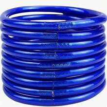 9 件/套金色佛像女孩果凍手鍊手鍊閃光閃亮 Jonc 手鍊套裝女士矽膠吊飾寺廟手鍊珠寶防水手鍊 - 金箔藍色9個/套 - 查看 10