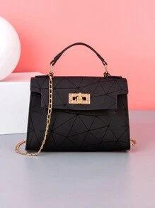 Chain Small Square Bag Crossbody Bag Flower Printed Handbag Multi-Color Printed Purse For Women - White - View 1