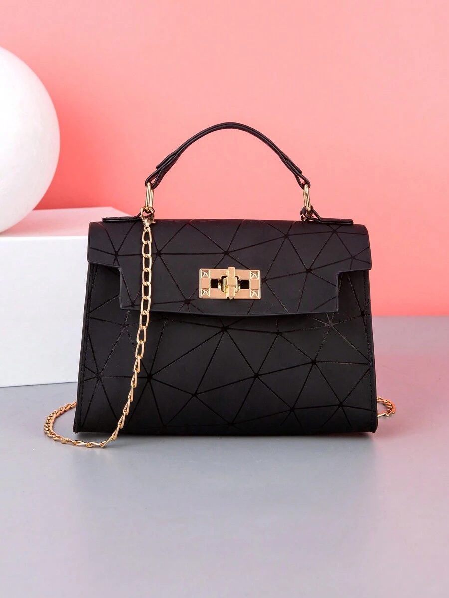 Chain Small Square Bag Crossbody Bag Flower Printed Handbag Multi-Color Printed Purse For Women - White - View 1