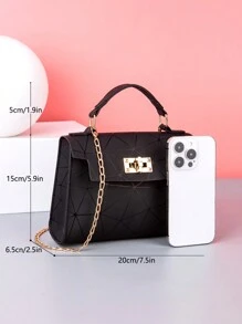 Chain Small Square Bag Crossbody Bag Flower Printed Handbag Multi-Color Printed Purse For Women - White - View 3