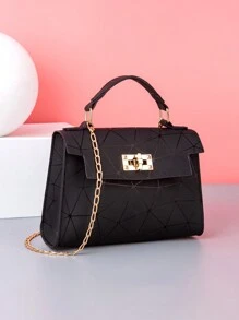 Chain Small Square Bag Crossbody Bag Flower Printed Handbag Multi-Color Printed Purse For Women - White - View 2