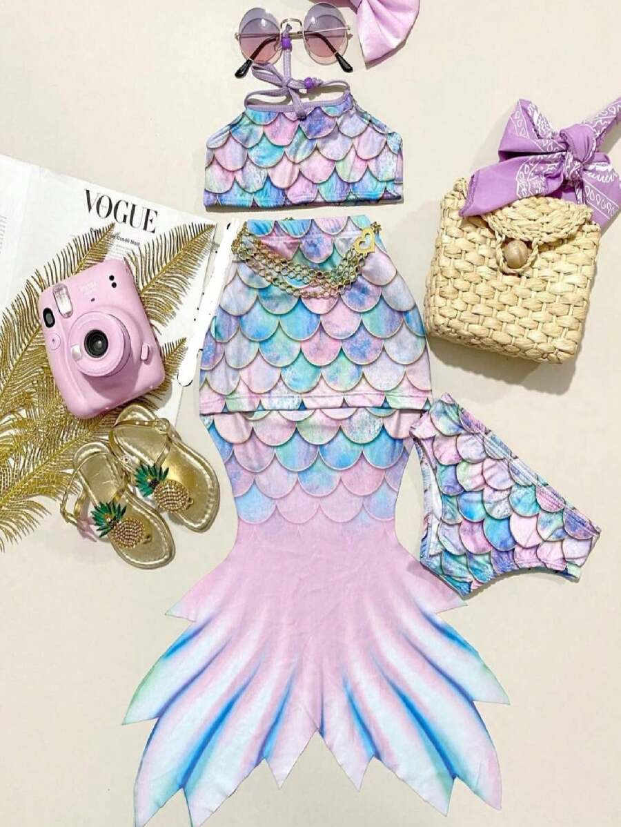 Biquíni Infantil E Calda sereia - Multicolorido - Visão 1