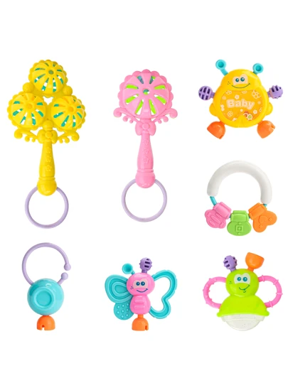 7-Piece Baby Rattle Toy Set, Suitable For Infants Aged 0-6-12 Months. Designed To Enhance Early Sensory Development And Promote Tummy Time Play. Perfect As A Gift For Newborns,Boys Or Girls Gifts, Holiday Stocking Stuffers Present