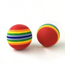 Soft And Squeezable Rainbow Ball For Pet, Multicolored Foam Ball For Cat And Dog - Multicolor - View 4