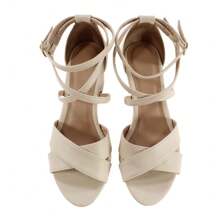 Women Heeled Sandals - Màu be - Xem 5