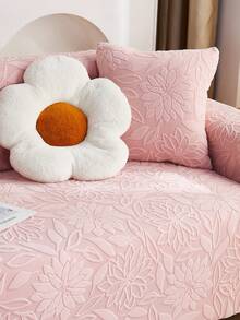 1入組3d花卉圖案沙發套,簡單甜美風格天鵝絨彈性沙發套,沙發坐墊/沙發靠背/扶手全包式設計,適用於各種沙發,四季皆適用 - 粉色 - 查看 7