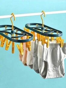 1pc Plastic Drying Rack, Modernist Two Tone Clothes Drying Rack For Home - Yellow - View 1