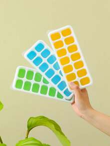 Bandeja Para Cubitos De Hielo Con Tapa Para El Hogar, Contenedor De Almacenamiento Para Congelador, Molde Para Fabricación De Hielo, Colores Surtidos, 1 Ud. - Multicolor - Ver 2