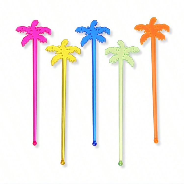 50pcs Colored Coconut Tree Shaped Drink & Juice Stirrers - Multicolor - View 4