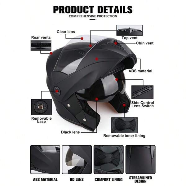Dual Purpose Motorcycle Helmet With Removable Chin Guard, White With
