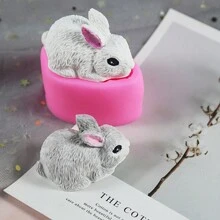 1pc Mini Animal Silicone Mold Rabbit For DIY Soap Resin Candle Cube Mold Handmade Crafts - Multicolor - View 3