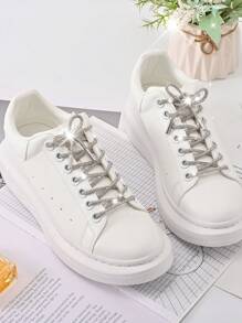 1 par de cordones de zapatos con decoración de strass blanco, cordones de moda DIY para zapatillas y calzado deportivo para fiesta de verano