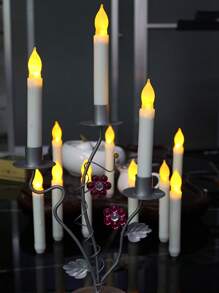 圣诞节12件套LED电子烛台，带烛台支架，适用于圣诞节、万圣节家居装饰，新年礼物