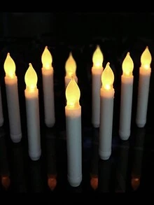 圣诞节12件套LED电子烛台，带烛台支架，适用于圣诞节、万圣节家居装饰，新年礼物