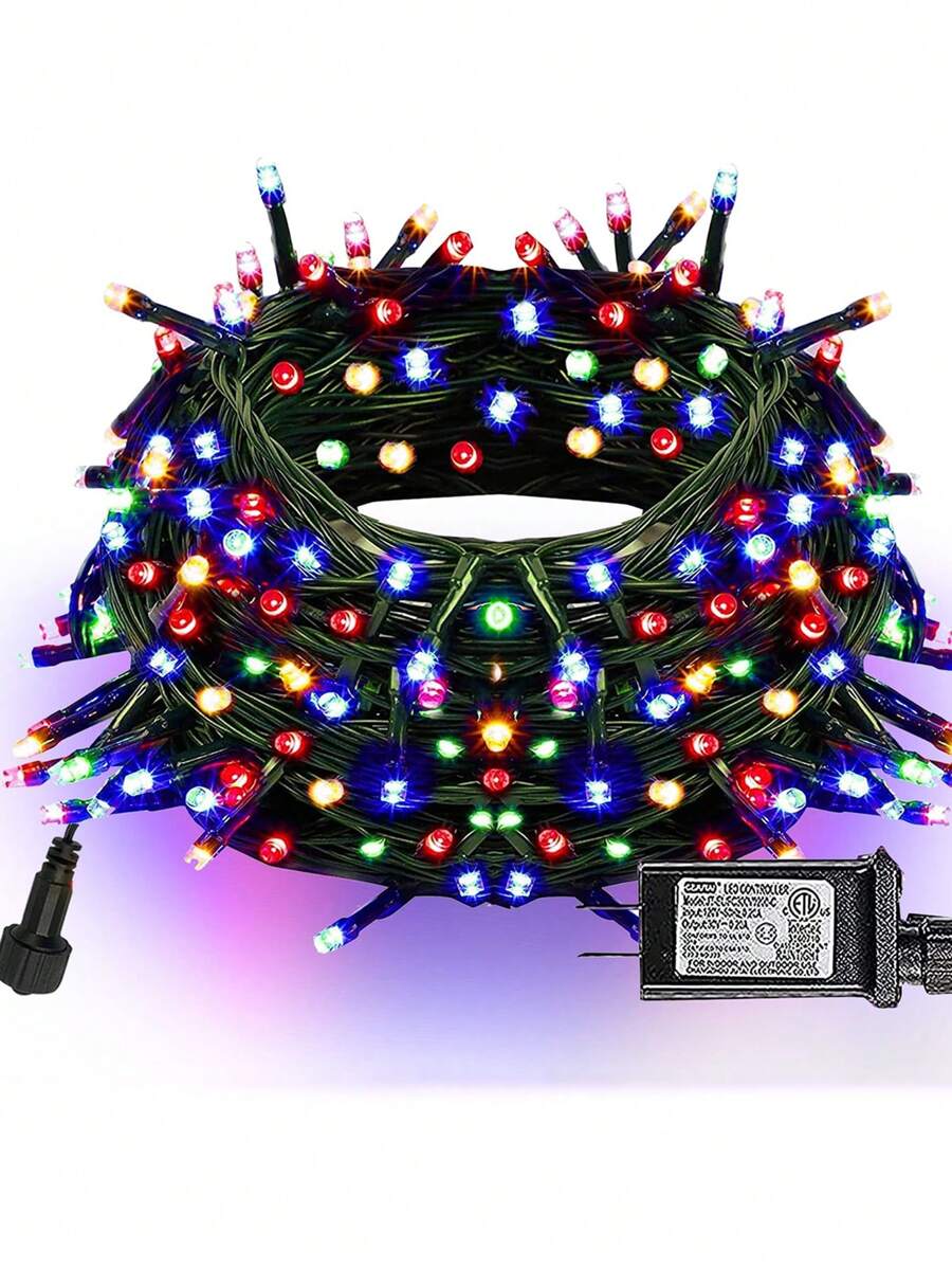 1入組32.8英尺/100顆燈珠、65.6英尺/200顆燈珠、98.4英尺/300顆燈珠可延展綠色線燈,適用於室內/室外使用,適合庭院、假期、派對、花園裝飾 - 彩色 - 查看 1