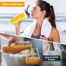 Portable Blender, Personal Blender For Shakes And Smoothies, Mini Blender With Travel Lids For Home Kitchen, Office And Sports, 500W - Black - View 3