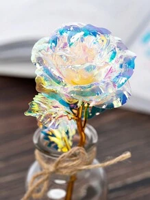 1入/5入組金箔星空玫瑰，浪漫不凋零的情人節或生日禮物，附帶彩色閃爍燈光 - 炫彩 - 查看 5