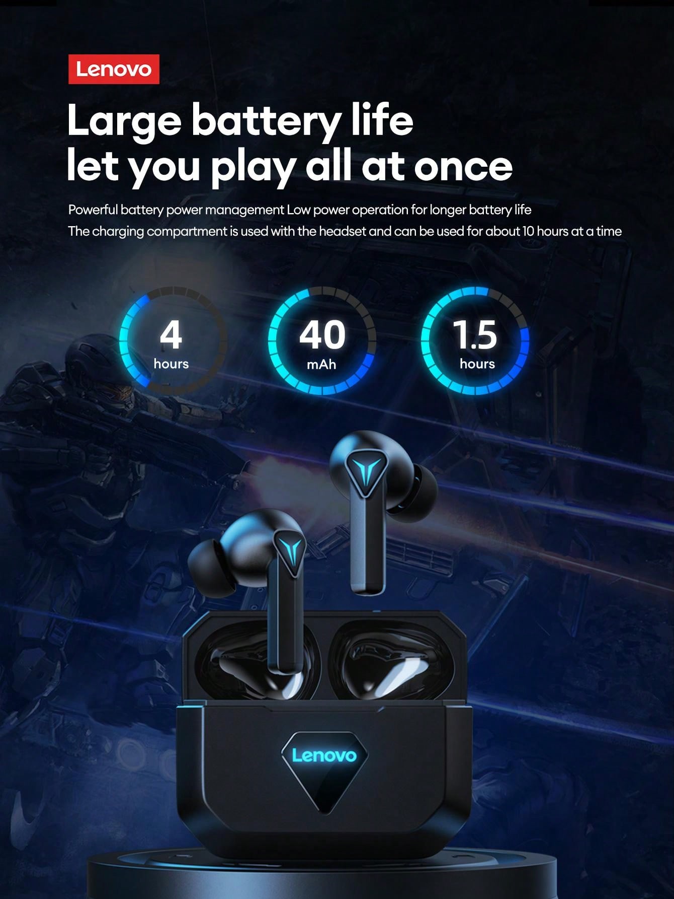 Lenovo Passive Noise Cancelling HalfEar Touch Control Water Resistant HIFI Sound Quality Stereo