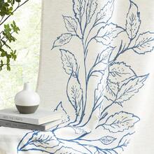 Symmetrical Leaf Printed Navy Blue Curtains - navy blue - View 2