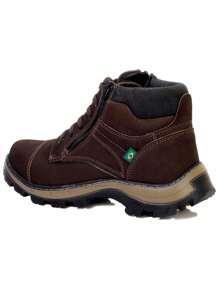 Bota Masculina de Couro Ajuste em Zíper Leve e Confortável - Café - Visão 3