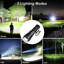 Linterna Led Recargable Con 5 Modos, Súper Brillante Y Resistente Al Agua Para Acampar Y Hacer Senderismo - Negro - Ver 6