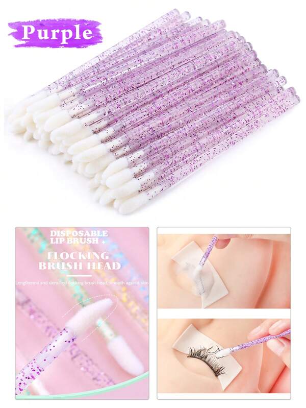 HMQ beauty 50pcs Crystal Eyelash Cleaning Brush Disposable Eyebrow Brush, Eyelash Grooming Tool, Lip Brush & Makeup Brush Tool