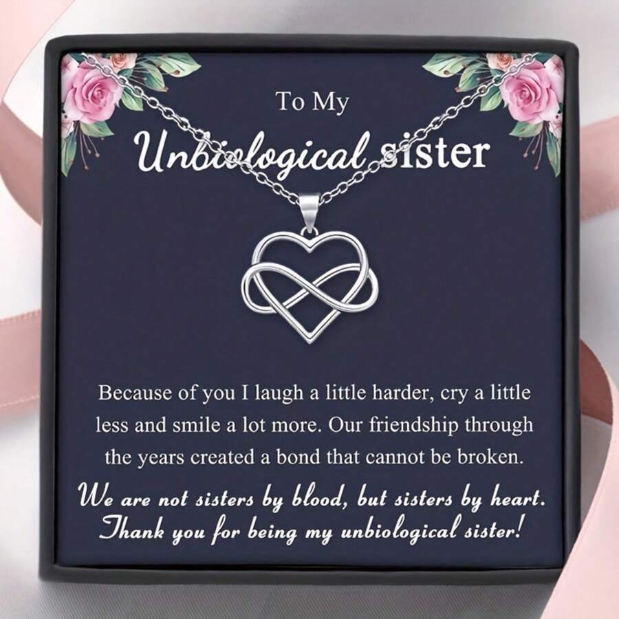 送給我非生物性姊妹的無限心形不鏽鋼項鍊