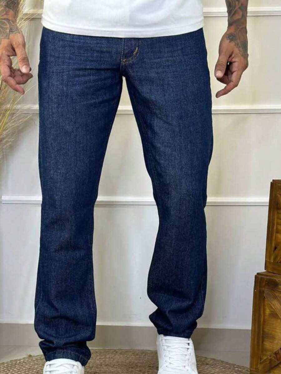 Men Jeans - 中等水洗藍 - 查看 1