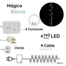Christmas LED Light Series 140 LED Spotlights White Light Transparent Cable 6 Meters - White - View 3